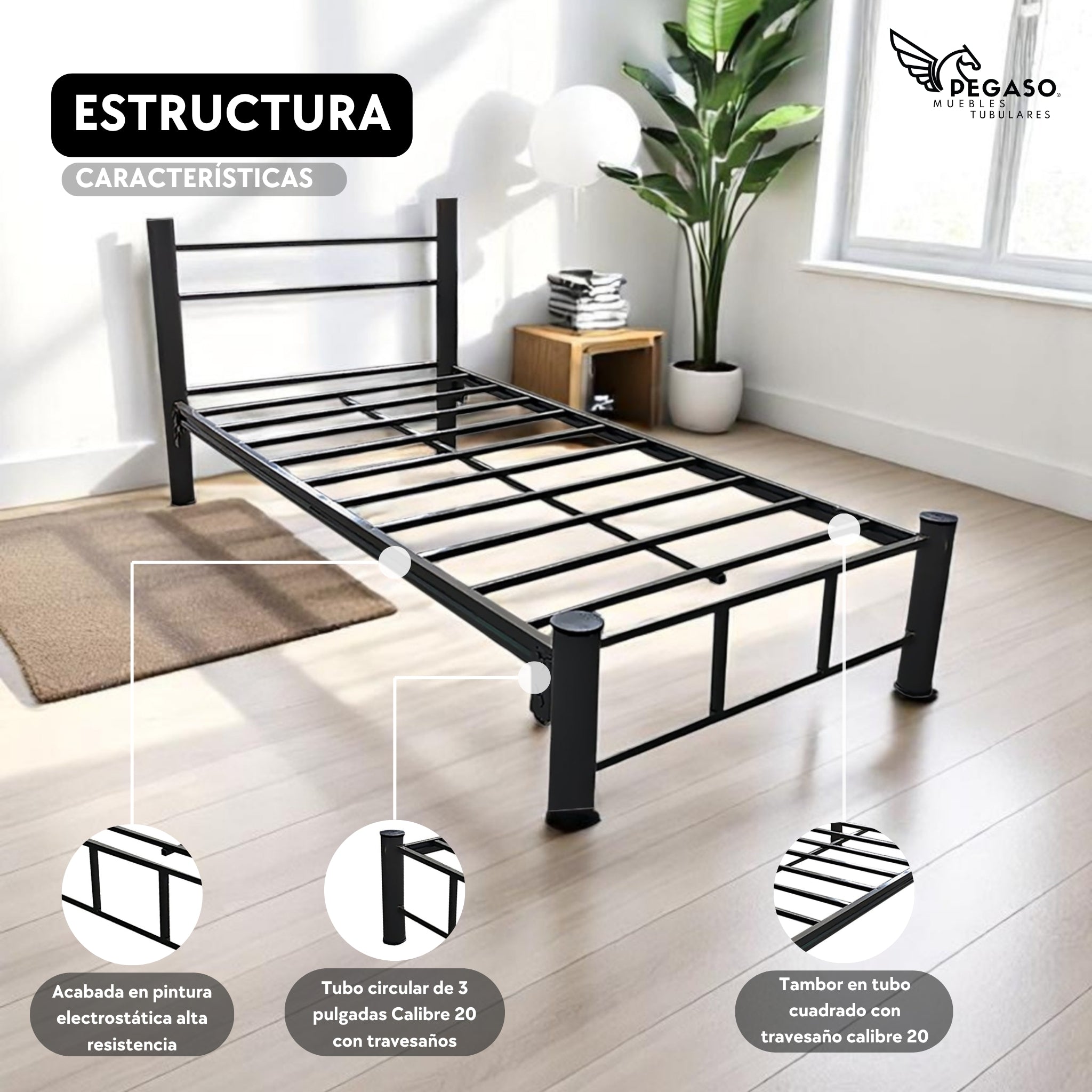 Cama Individual Pegaso – Durable