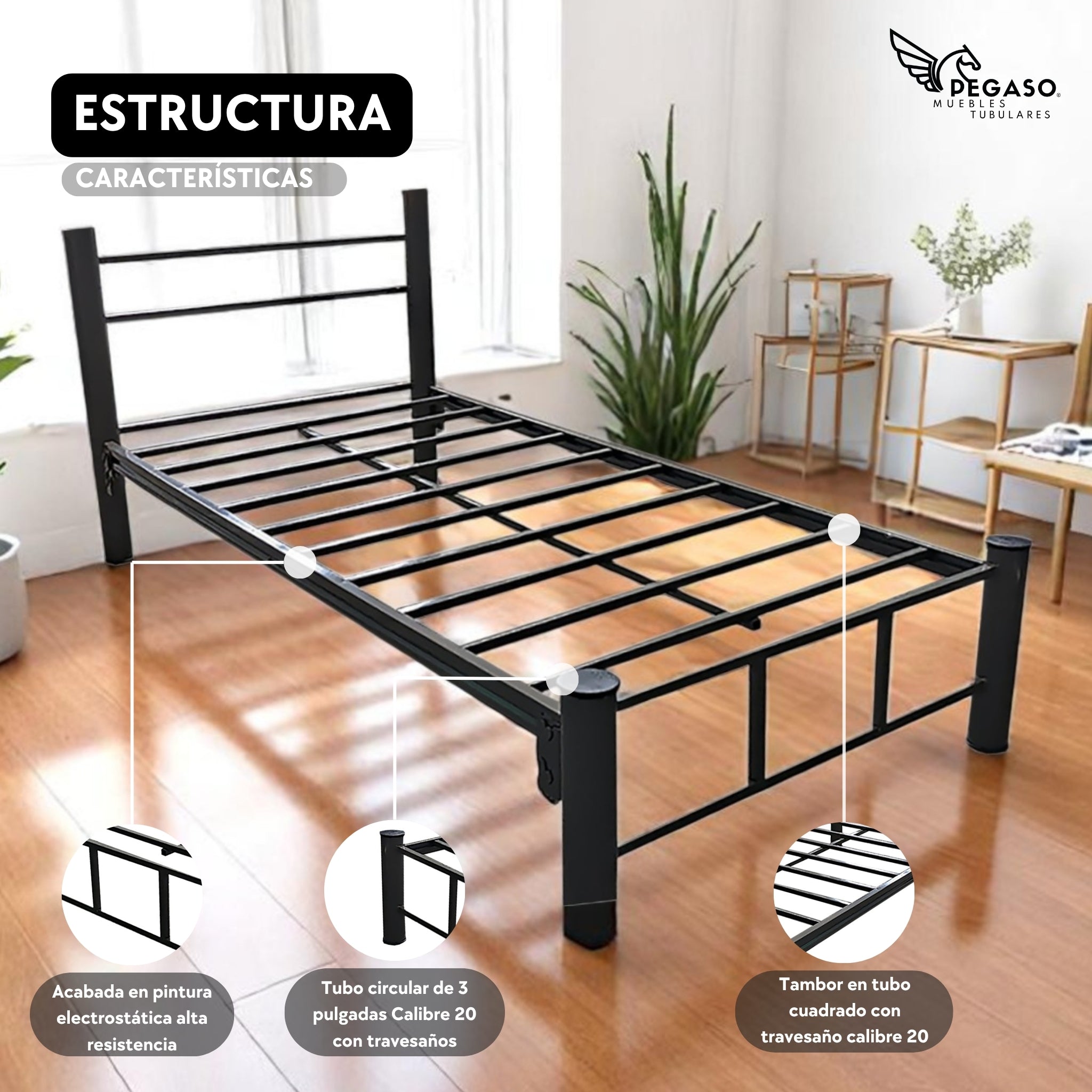Cama Matrimonial Pegaso – Durable