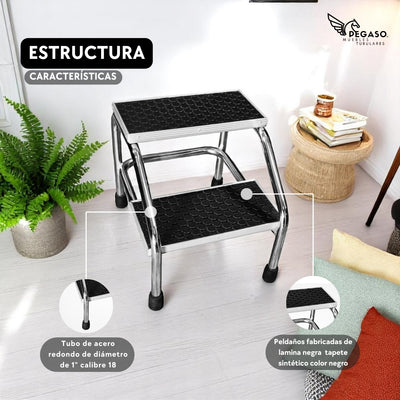 Escalerita Banqueta Mil Usos De Altura 2 Peldaños Pegaso