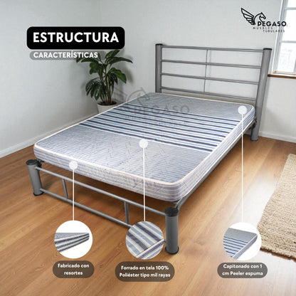 Colchón Matrimonial Espuma Capitonado mil Rayas