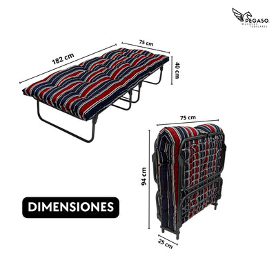 Catre Camastro Plegable / Colchón de Borra (Mod KM6-B)