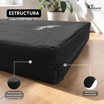 PEGASO Colchón para Mascota, Lona de Alta Resistencia, Impermeable, con cierre, 8 cm Grosor (CH, MD, GD, EG)