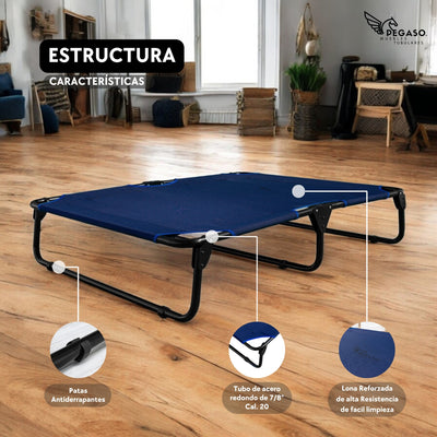 PEGASO KIT Cama/Catre + Colchoneta para Perro tamaño Extra Grande, 122x92x18 cm (Mod KM-EG)