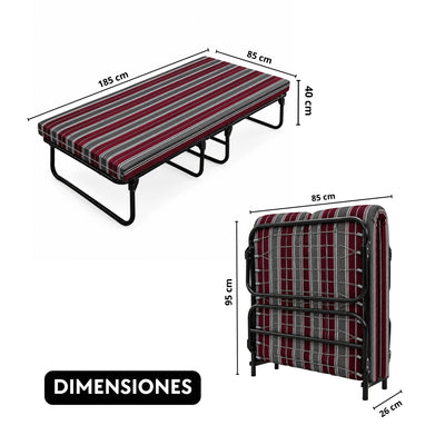 Catre Camastro Plegable con Colchón de Hule espuma de 8 cm (Mod KM8)