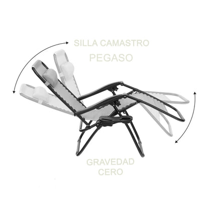Silla/Camastro Plegable Gravedad Zero con Porta Vaso