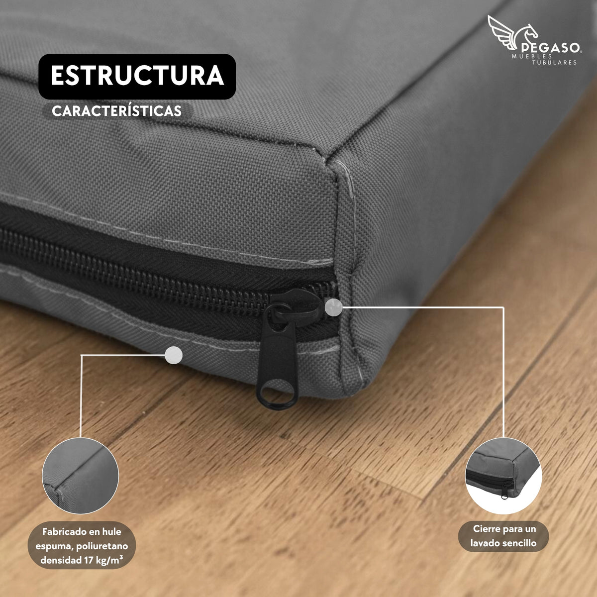 PEGASO Colchón para Mascota, Lona de Alta Resistencia, Impermeable, con cierre, 8 cm Grosor (CH, MD, GD, EG)