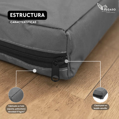 PEGASO Colchón para Mascota, Lona de Alta Resistencia, Impermeable, con cierre, 8 cm Grosor (CH, MD, GD, EG)