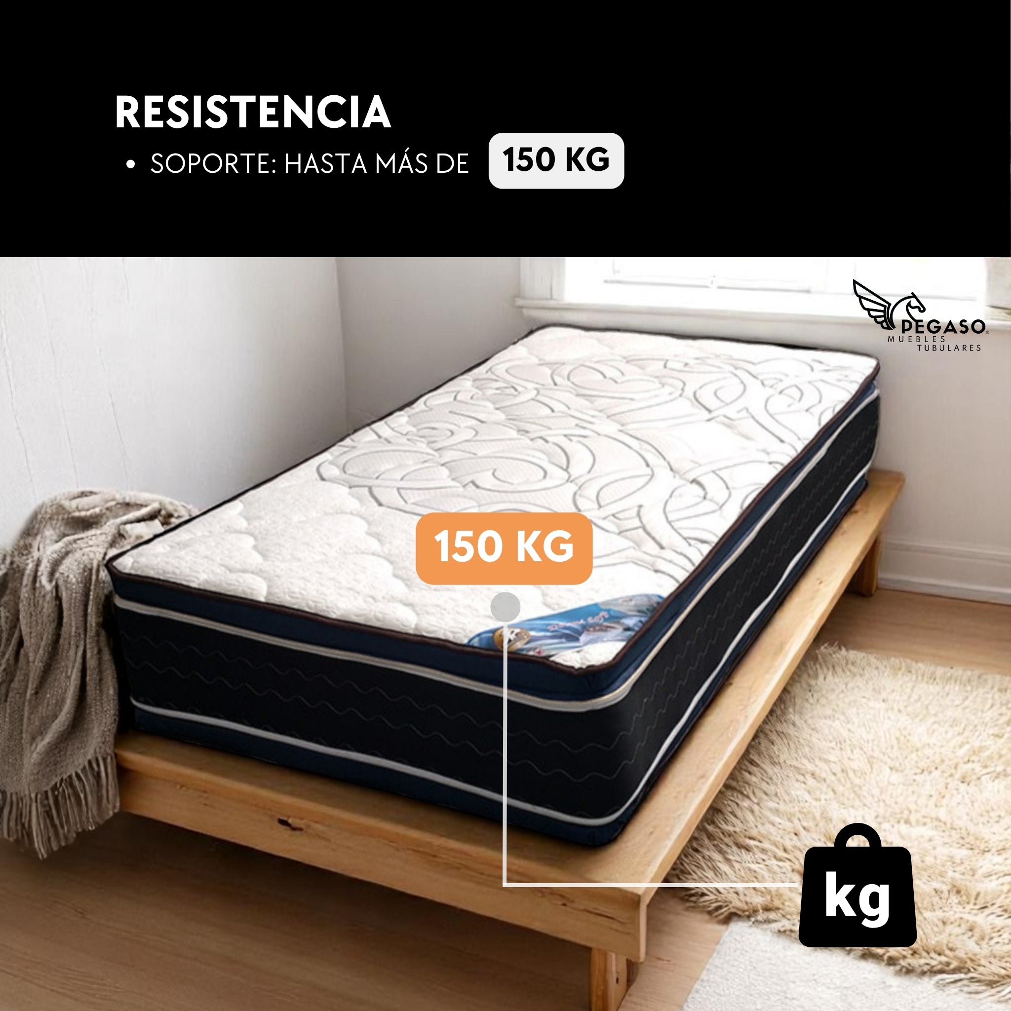 Colchón Ind. doble Colchoneta Anti-acaros 100% algodón
