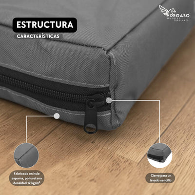PEGASO Colchón para Mascota, Lona de Alta Resistencia, Impermeable, con cierre, 8 cm Grosor (CH, MD, GD, EG)