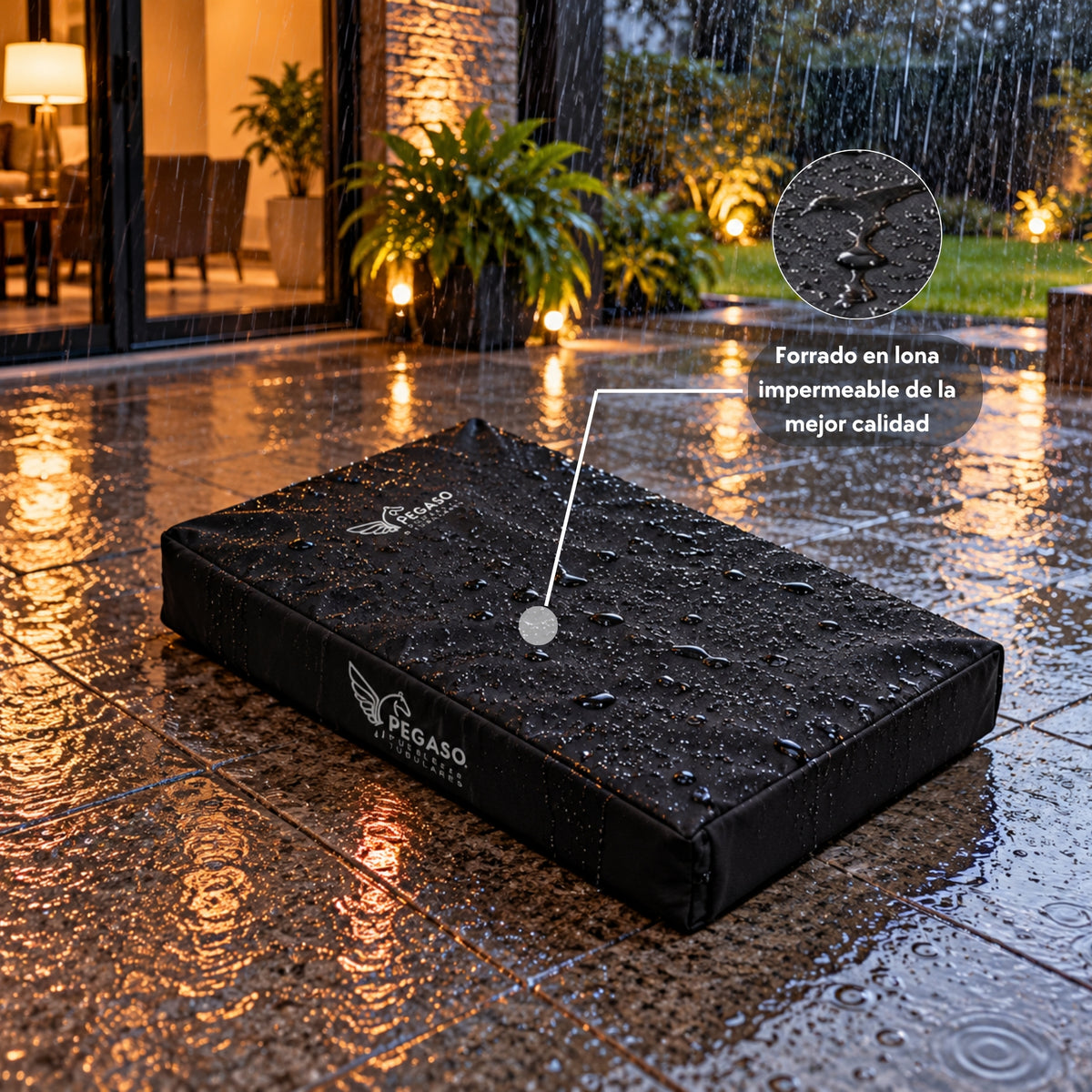 PEGASO Colchón para Mascota, Lona de Alta Resistencia, Impermeable, con cierre, 8 cm Grosor (CH, MD, GD, EG)
