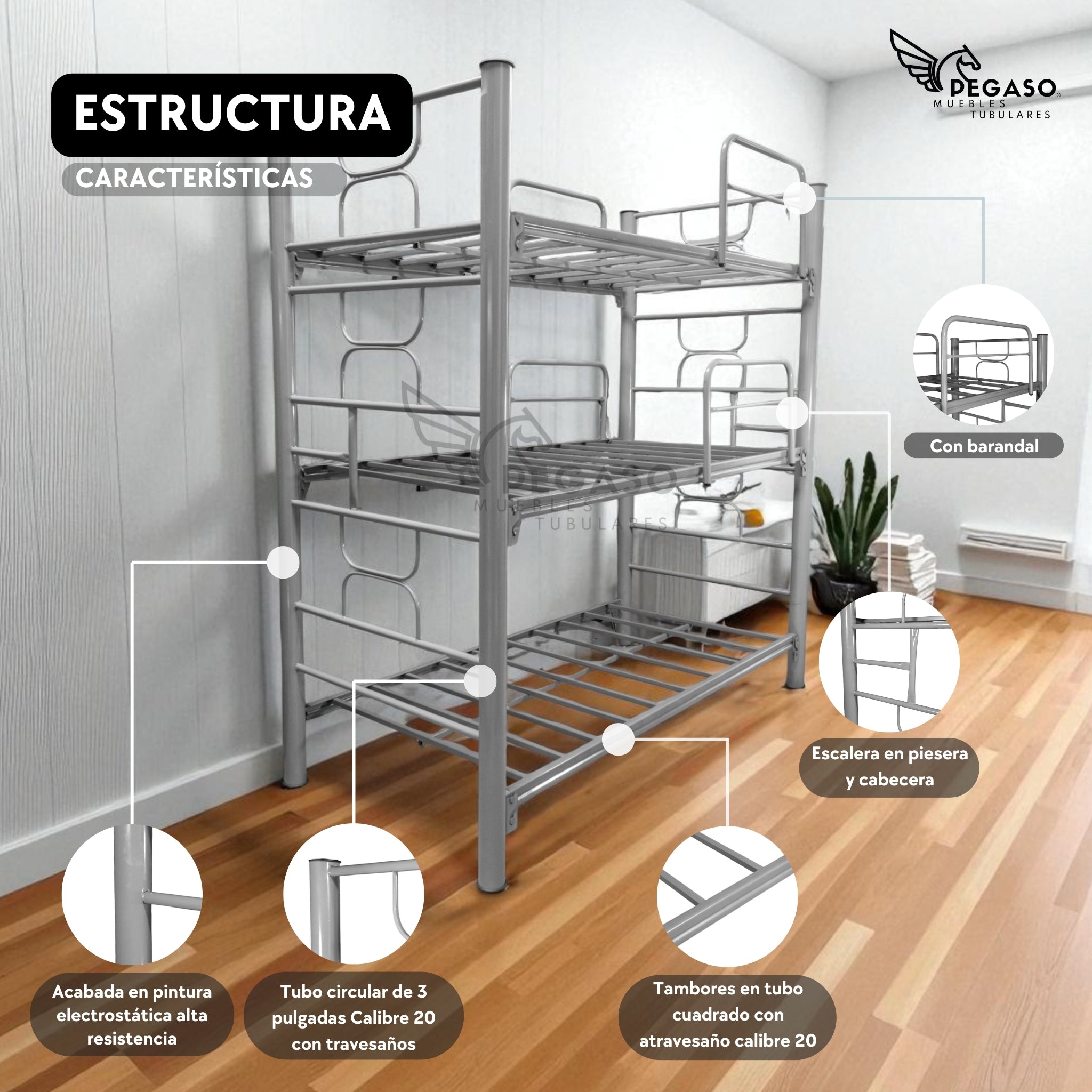 Litera Triple Individual Pegaso – Resistente y Practica