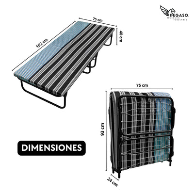 Catre Camastro Plegable con Colchón de Hule Espuma de 6 cm (Mod KM6)