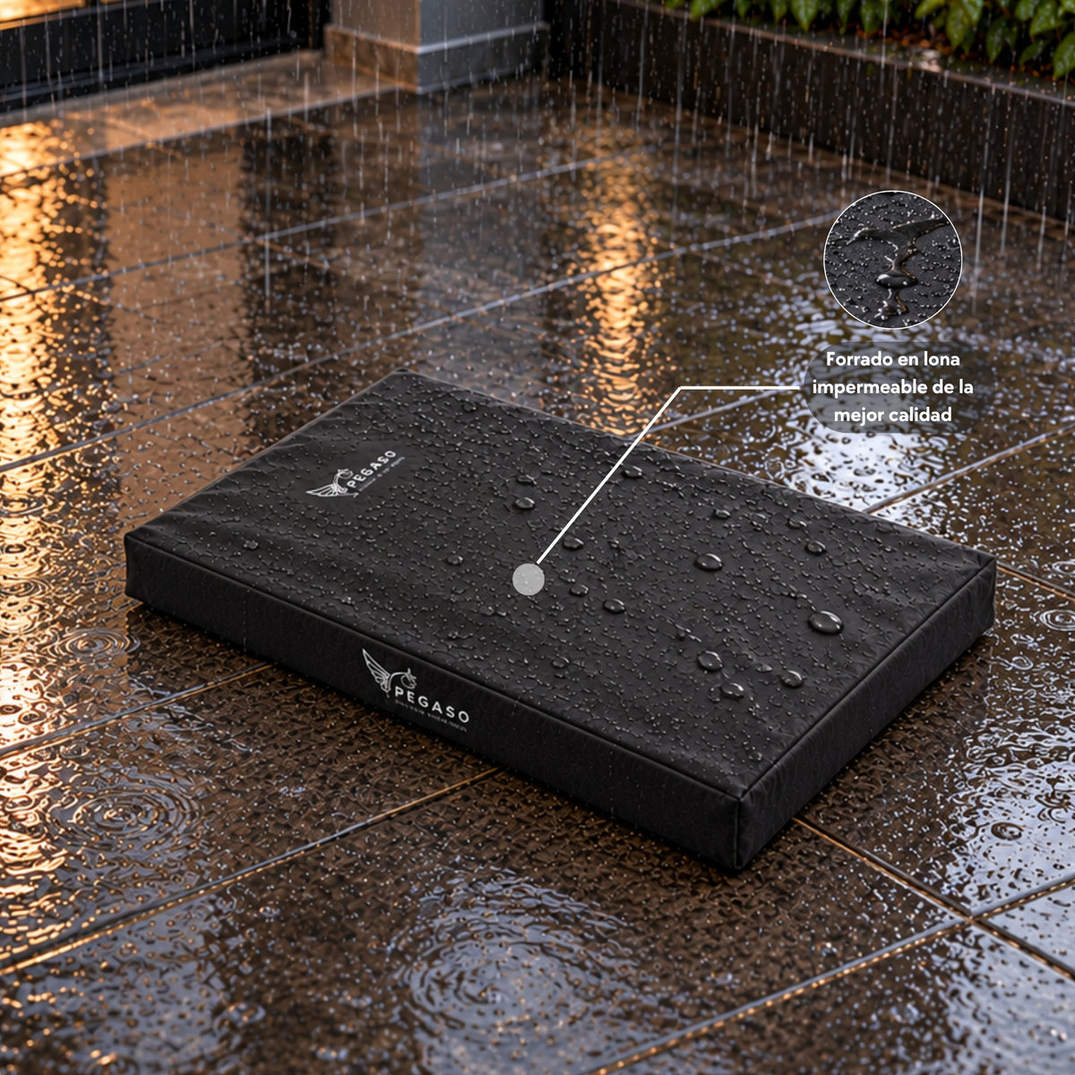 PEGASO Colchón para Mascota, Lona de Alta Resistencia, Impermeable, con cierre, 8 cm Grosor (CH, MD, GD, EG)