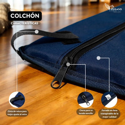 PEGASO KIT Cama/Catre + Colchoneta para Perro tamaño Mediano, 78 x 59 x 18 cm (Mod KM-MD)