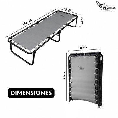 Catre Camastro Plegable / de Lona Reforzada + Colchón de Hule Espuma 3 cm (KSL-H)
