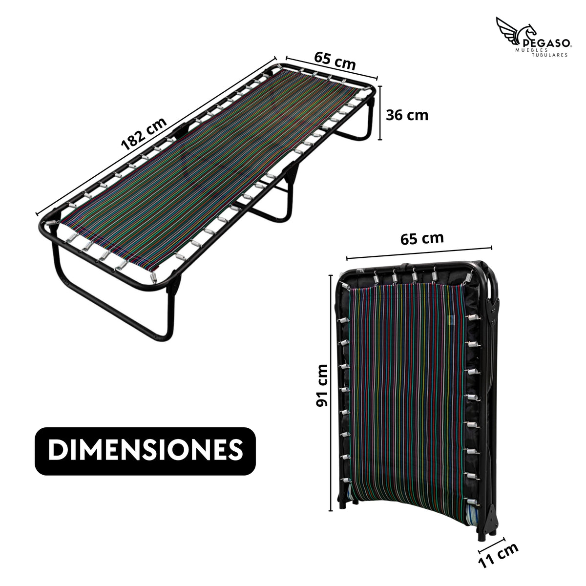 Catre Camastro Plegable de Malla Plastica + Colchón de Borra de 5 cm (KS-B)