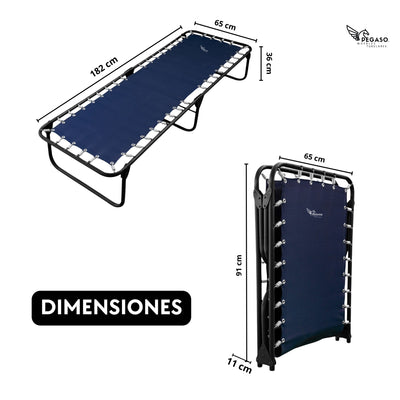 Catre Camastro Plegable / de Lona Reforzada + Colchón de Hule Espuma 3 cm (KSL-H)