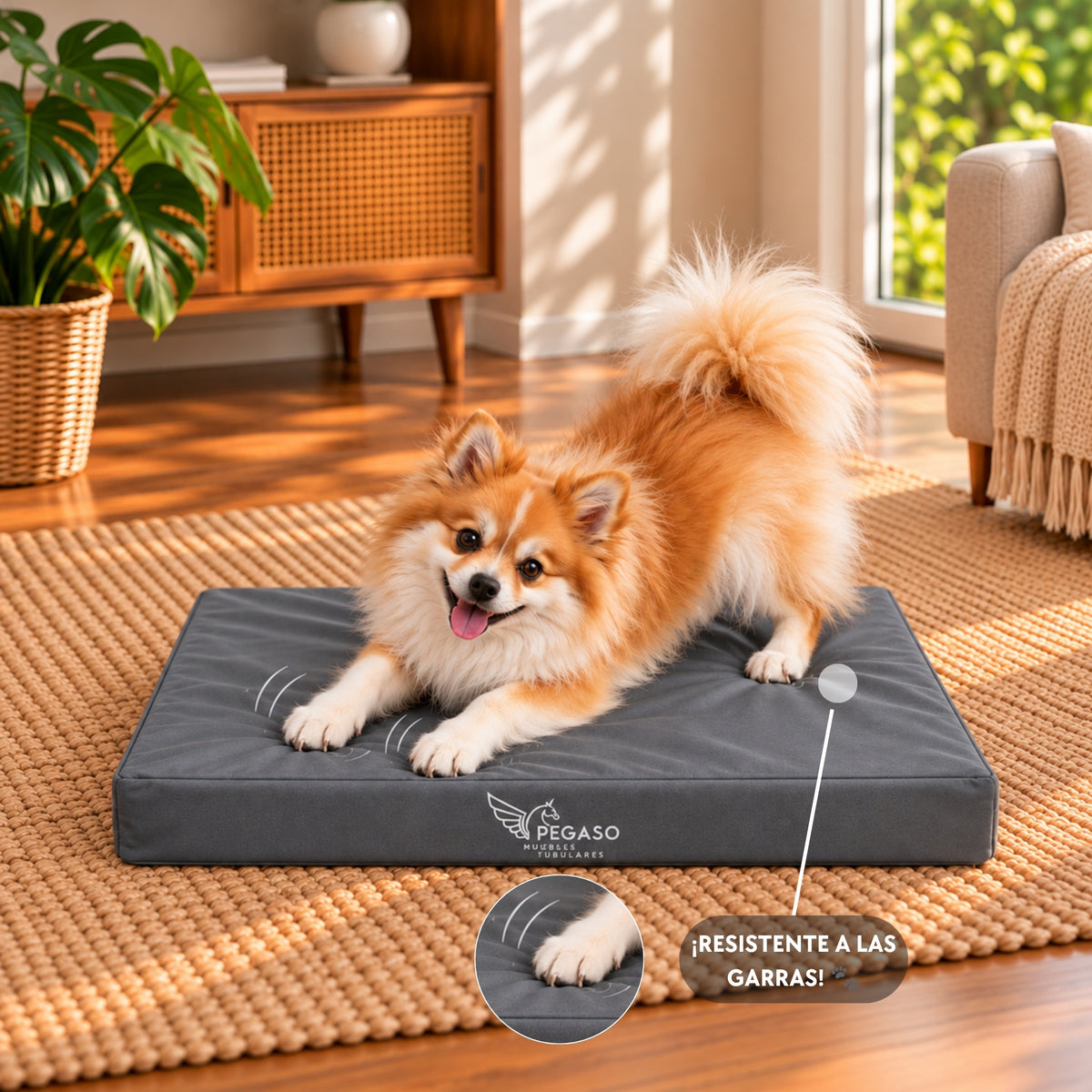 PEGASO Colchón para Mascota, Lona de Alta Resistencia, Impermeable, con cierre, 8 cm Grosor (CH, MD, GD, EG)