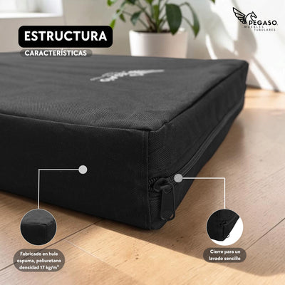 PEGASO Colchón para Mascota, Lona de Alta Resistencia, Impermeable, con cierre, 8 cm Grosor (CH, MD, GD, EG)