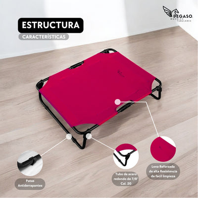 PEGASO Elevated Dog Bed, Medium Size, 78x59x22 cm (Mod KM-MD)