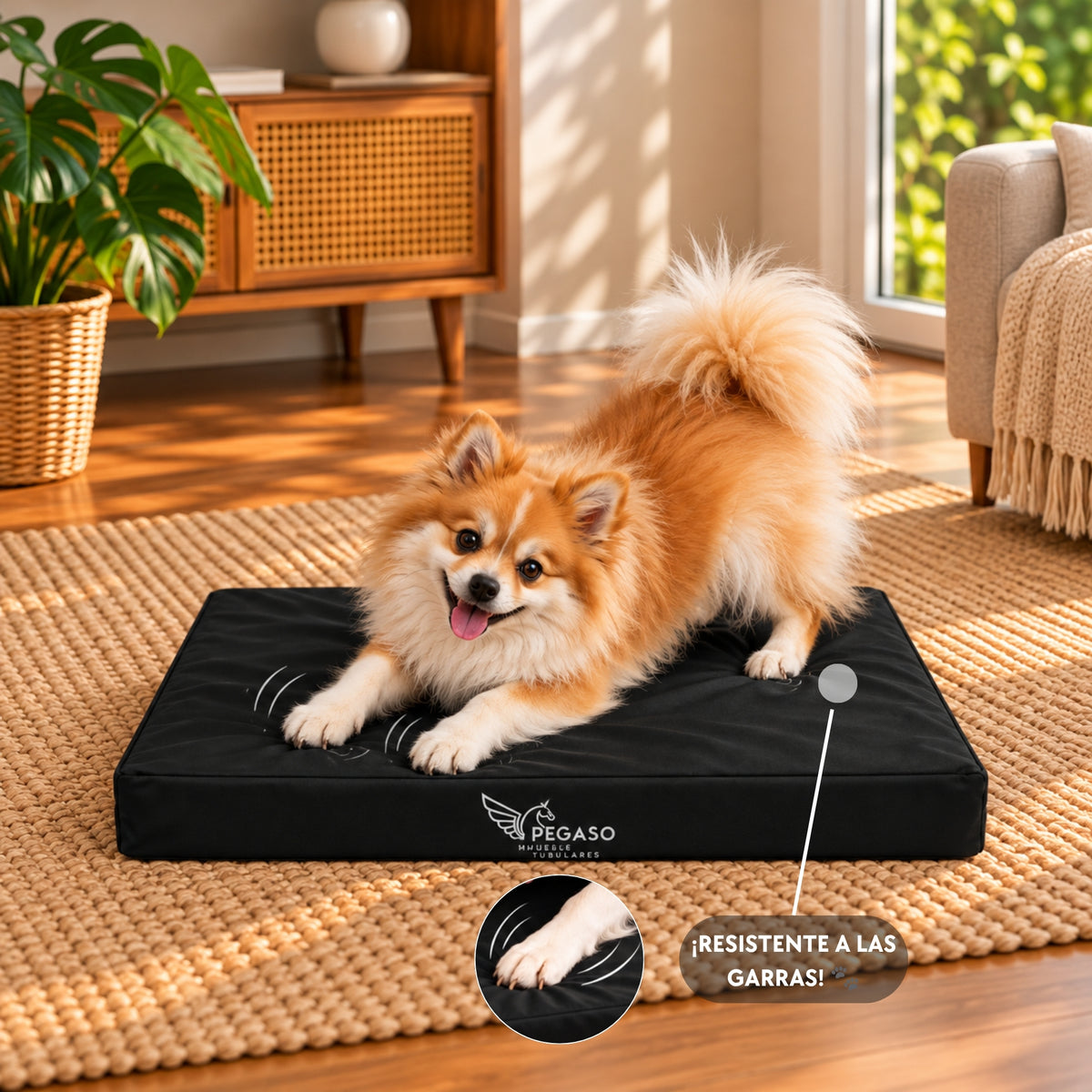 PEGASO Colchón para Mascota, Lona de Alta Resistencia, Impermeable, con cierre, 8 cm Grosor (CH, MD, GD, EG)