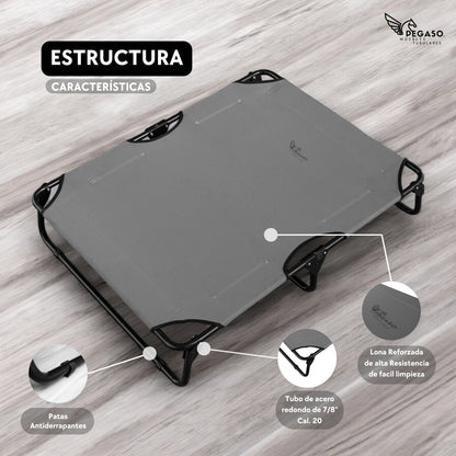 PEGASO Cama Elevada para Perro tamaño Extra Grande, 122x92x18 cm (Mod KM-EG)