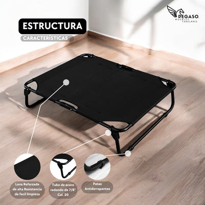 PEGASO Elevated Dog Bed for Large Dogs, 92.5x76x18 cm (Mod KM-GD)