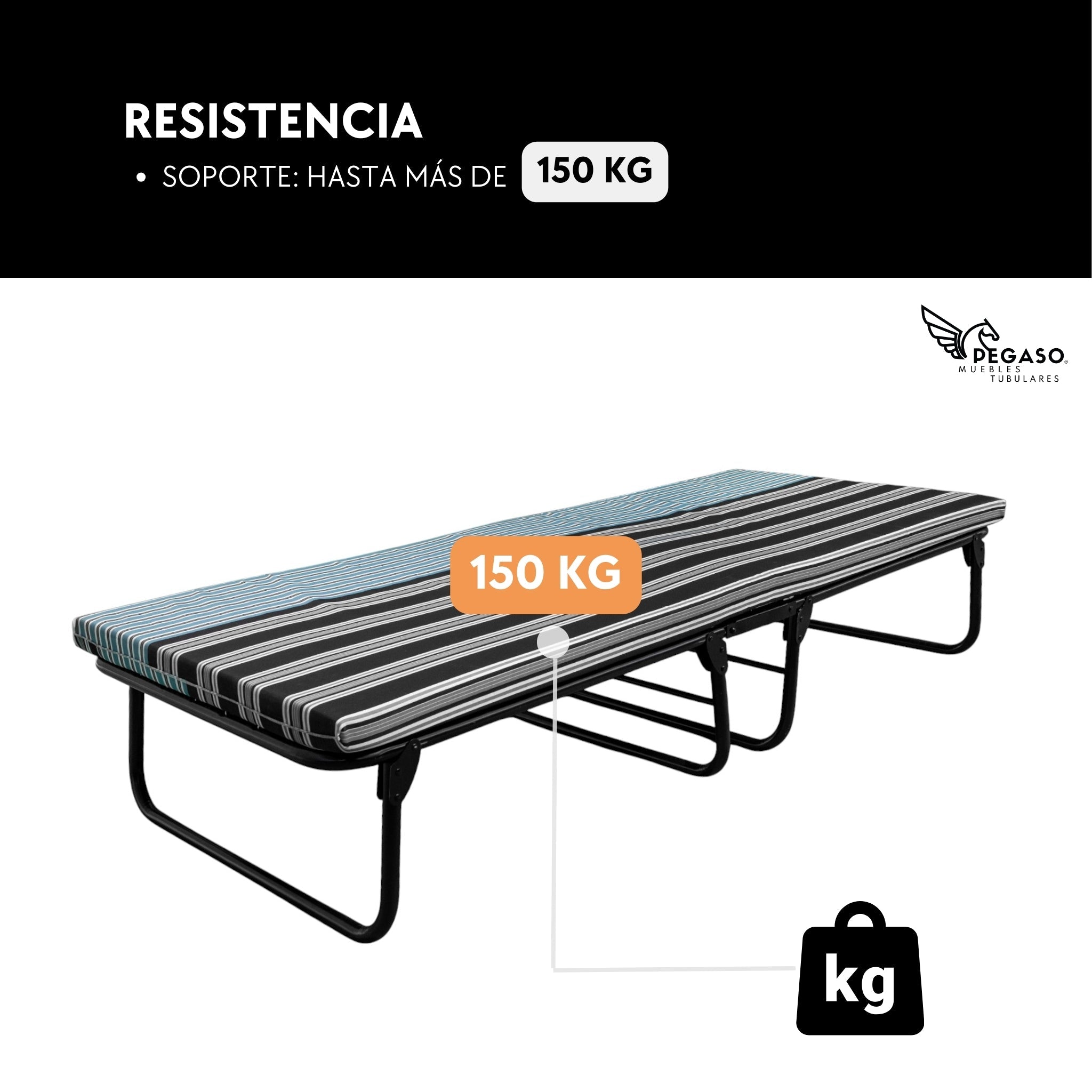 Folding Cot Bed with 6 cm Foam Mattress (Model KM6)