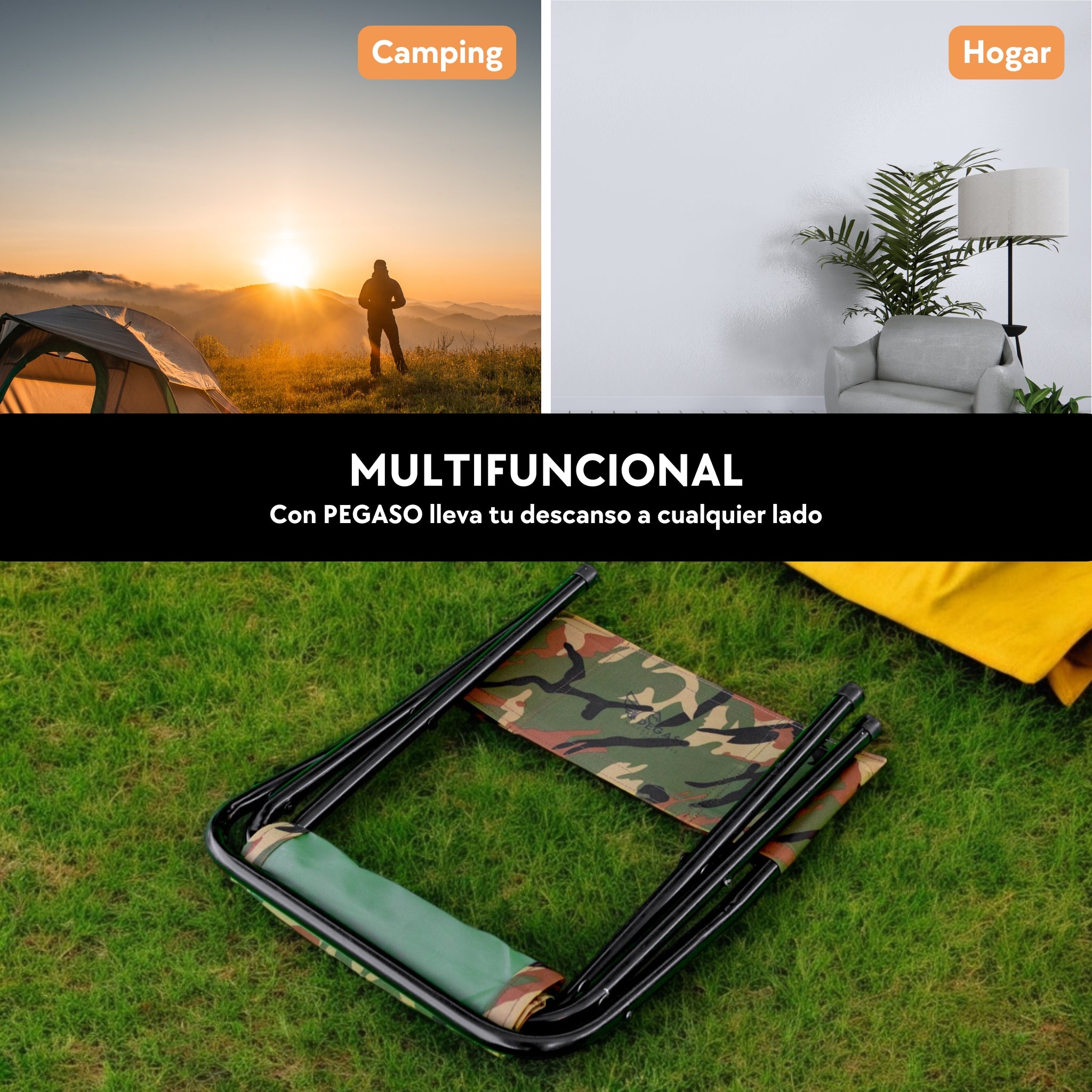 Silla Banquillo Portátil + Bolsa Camping