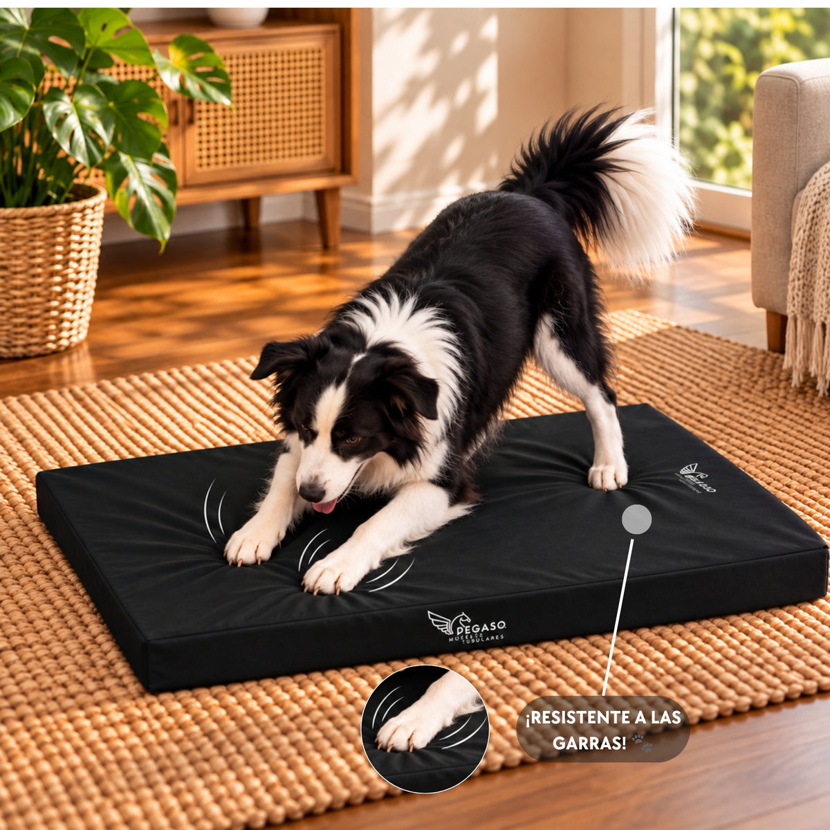 PEGASO Colchón para Mascota, Lona de Alta Resistencia, Impermeable, con cierre, 8 cm Grosor (CH, MD, GD, EG)