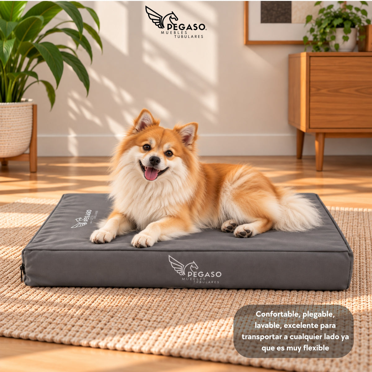 PEGASO Colchón para Mascota, Lona de Alta Resistencia, Impermeable, con cierre, 8 cm Grosor (CH, MD, GD, EG)
