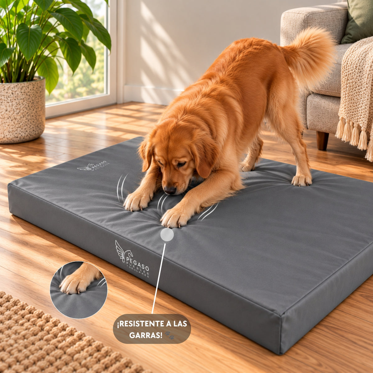 PEGASO Colchón para Mascota, Lona de Alta Resistencia, Impermeable, con cierre, 8 cm Grosor (CH, MD, GD, EG)