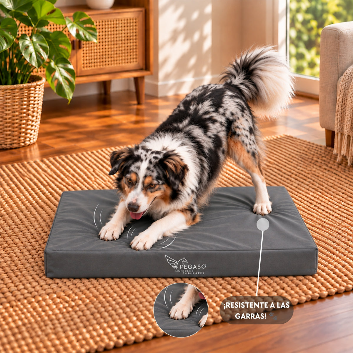 PEGASO Colchón para Mascota, Lona de Alta Resistencia, Impermeable, con cierre, 8 cm Grosor (CH, MD, GD, EG)
