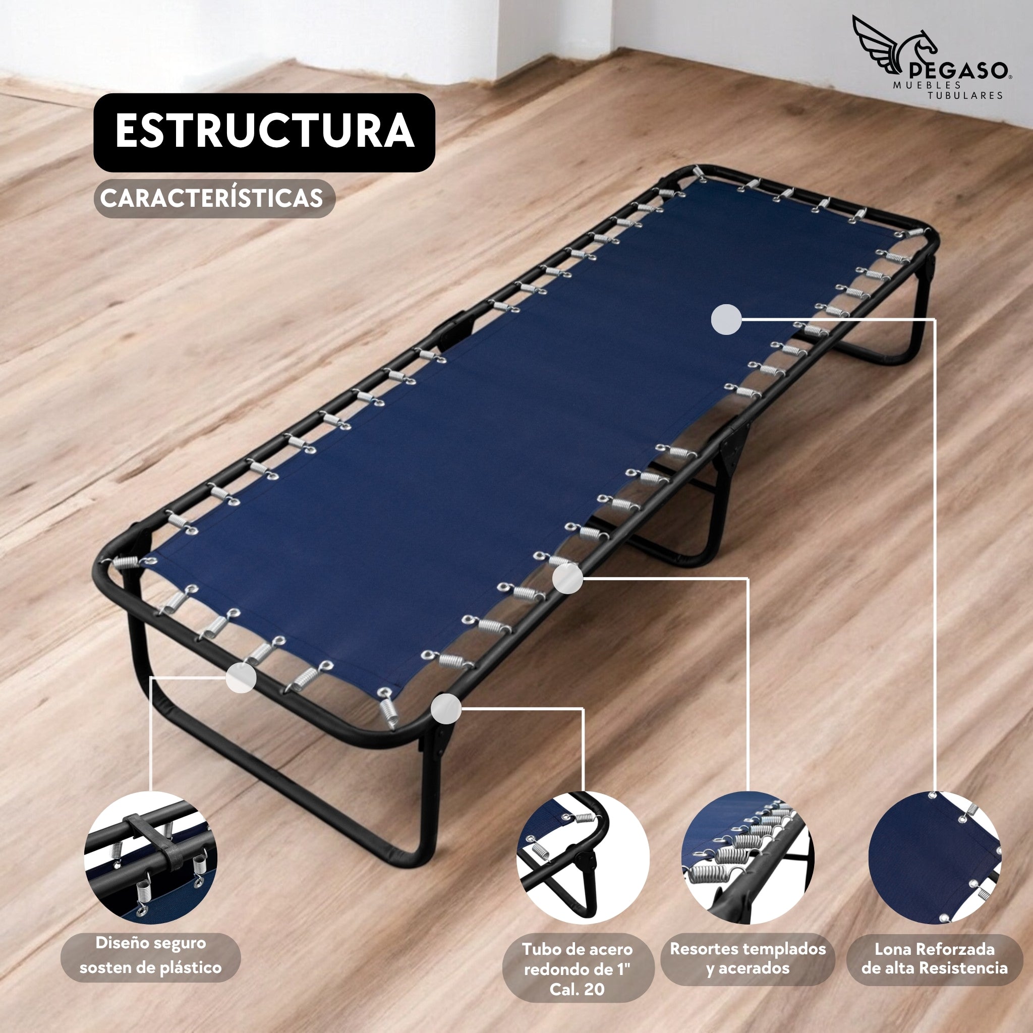 Folding Bed Cot / Reinforced Canvas + 5 cm Fleece Mattress