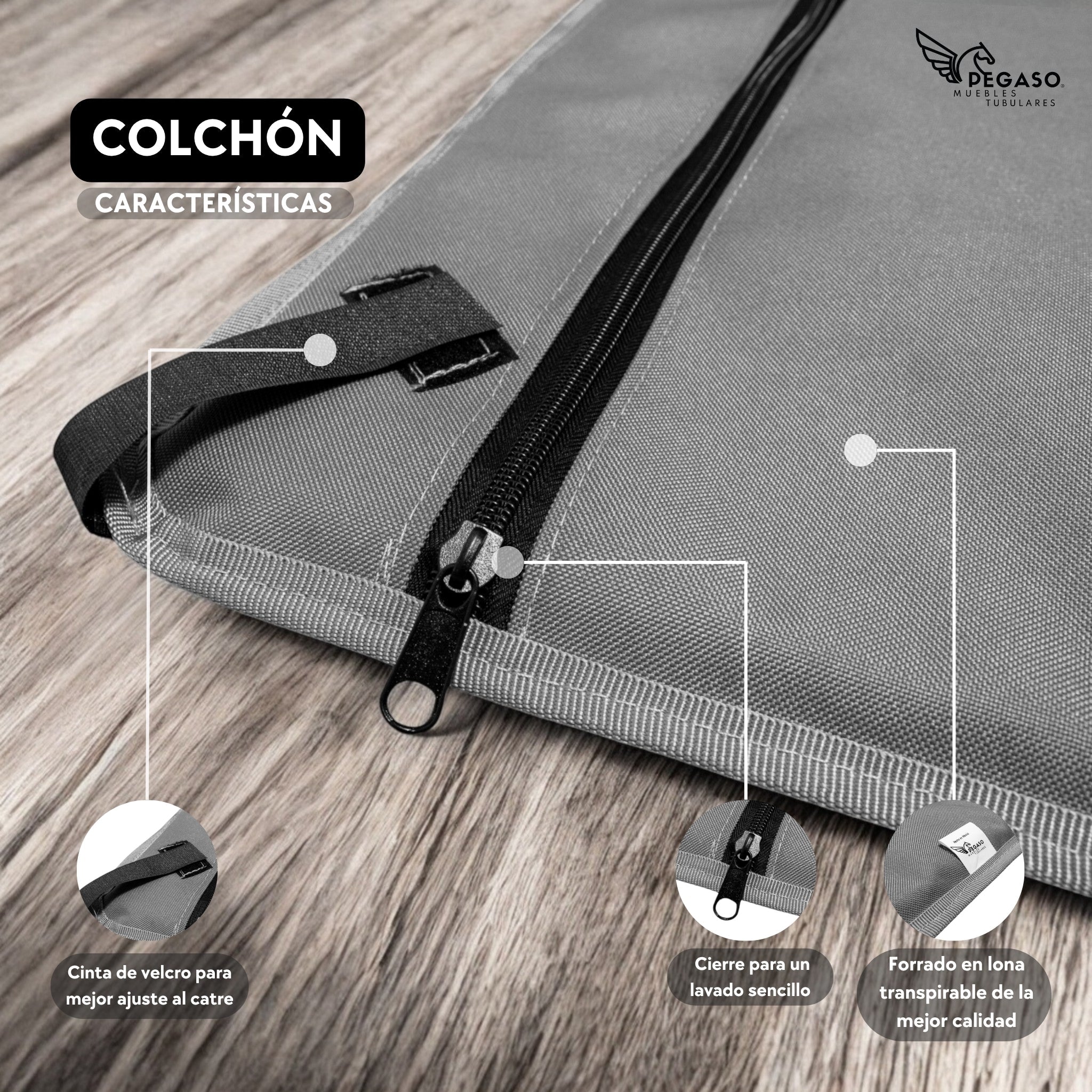 PEGASO KIT Cama/Catre + Colchoneta para Perro tamaño Grande, 92.5 x 75 x 18 cm (Mod KM-GD)