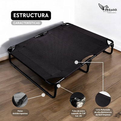 PEGASO KIT Cama/Catre + Colchoneta para Perro tamaño Extra Grande, 122x92x18 cm (Mod KM-EG)