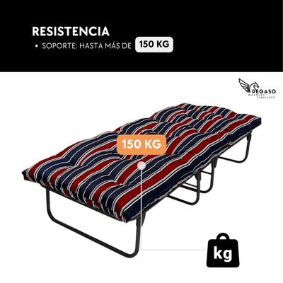 Catre Camastro Plegable / Colchón de Borra (Mod KM6-B)