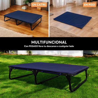 PEGASO KIT Cama/Catre + Colchoneta para Perro tamaño Extra Grande, 122x92x18 cm (Mod KM-EG)