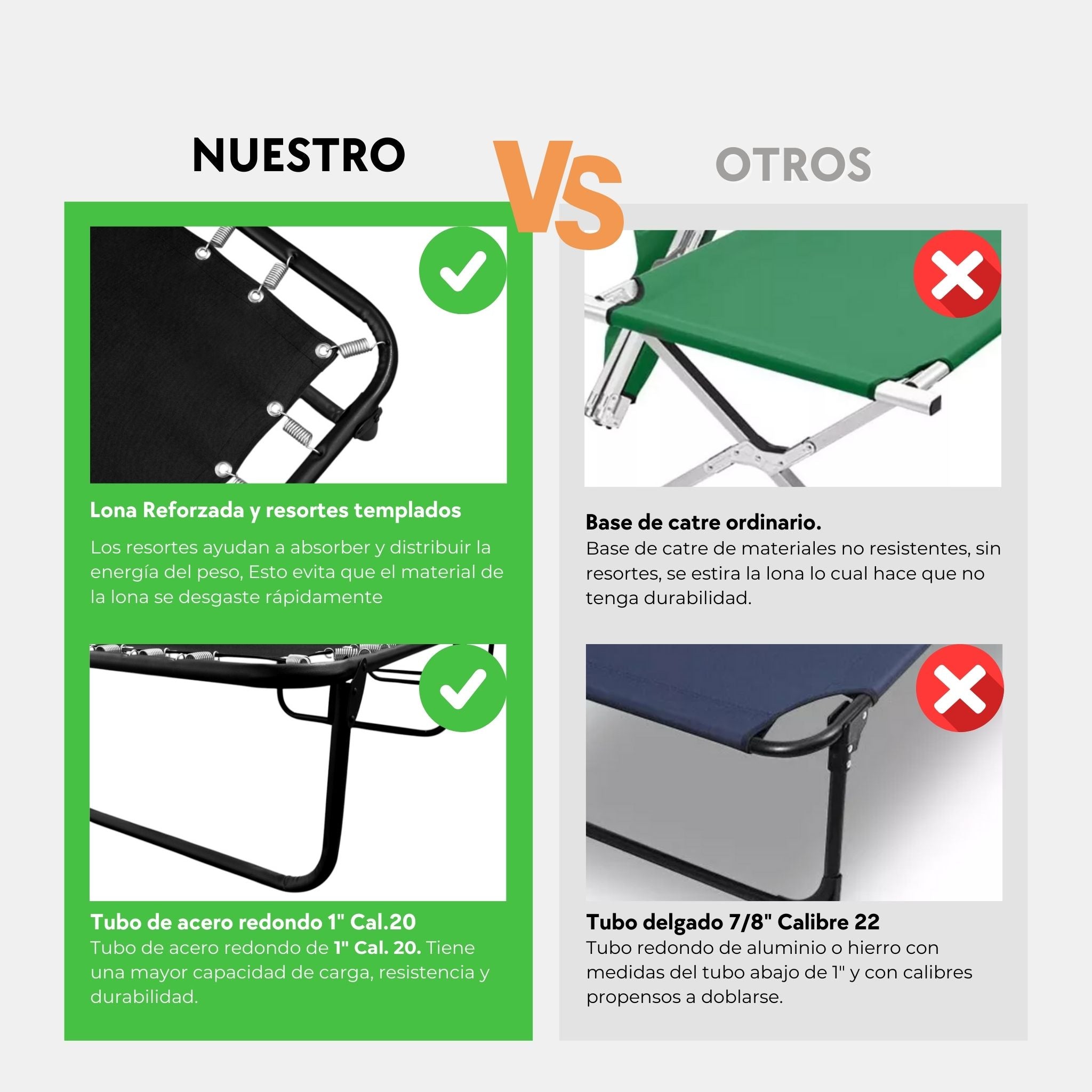 Catre Camastro Plegable / de Lona Reforzada (Mod KSL)