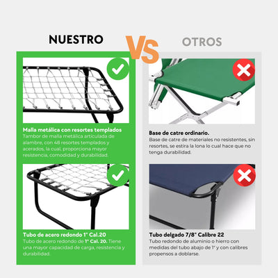 Catre Camastro Plegable / Colchón de Borra (Mod KM6-B)