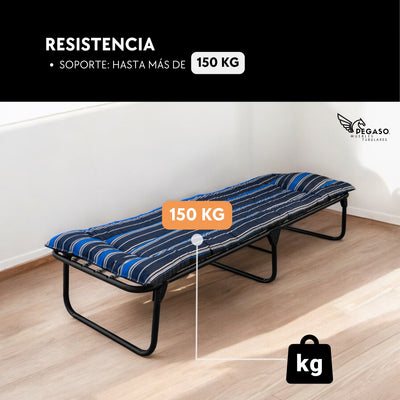 Catre Camastro Plegable de Malla Plastica + Colchón de Borra de 5 cm (KS-B)