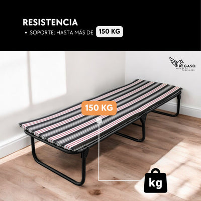 Catre Camastro Plegable / de Lona Reforzada + Colchón de Hule Espuma 3 cm (KSL-H)