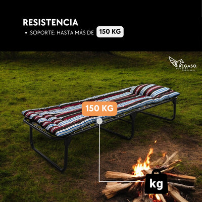 Folding Bed Cot / Reinforced Canvas + 5 cm Fleece Mattress