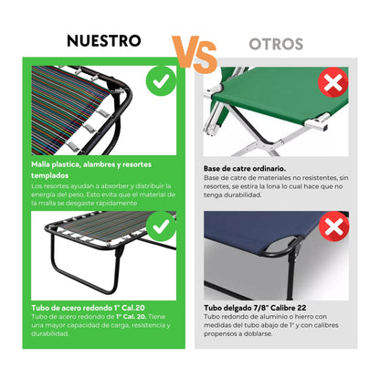 Catre Camastro Plegable de Malla Plastica + Colchón de Borra de 5 cm (KS-B)